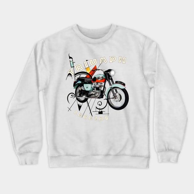 Legendary Triumph T120 Bonnie Motorcycle Crewneck Sweatshirt by MotorManiac